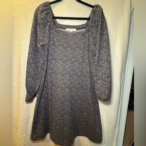 LOFT Black and White Long Sleeve Dress